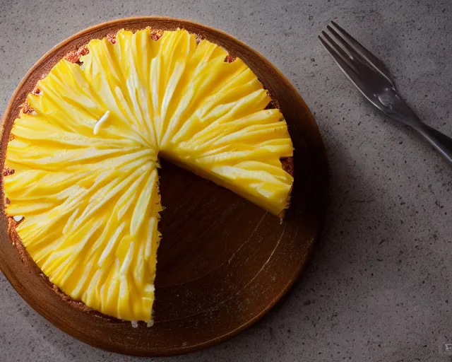 Prompt: dslr food photograph of a pineapple cake, 8 5 mm f 1. 4