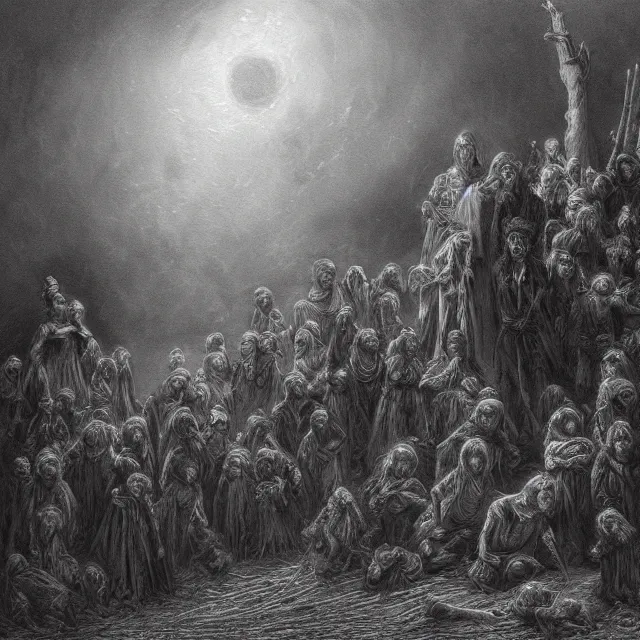 Image similar to a painting of the children of the grave by gustave dore, dark fantasy art, high detail, trending on artstation