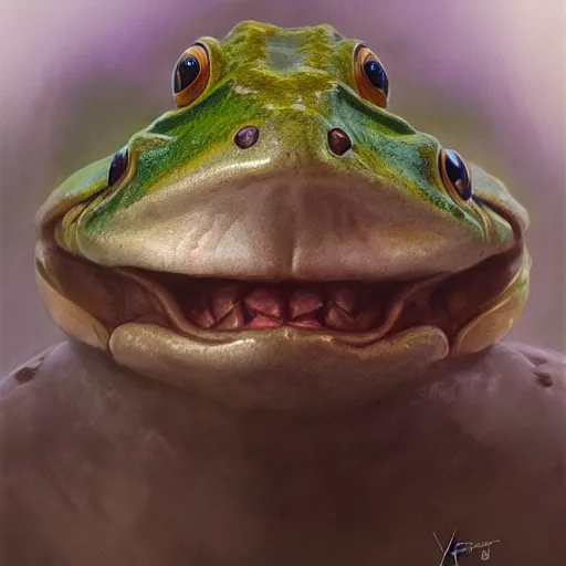 Image similar to frog as a realistic fantasy knight, closeup portrait art by donato giancola and greg rutkowski, realistic face, digital art, trending on artstation, symmetry!!, no helmet