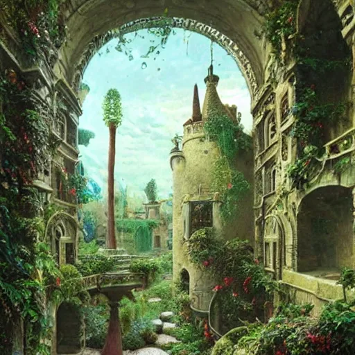 Image similar to paint surrealist 👁🏰🍄, ferdinand knab