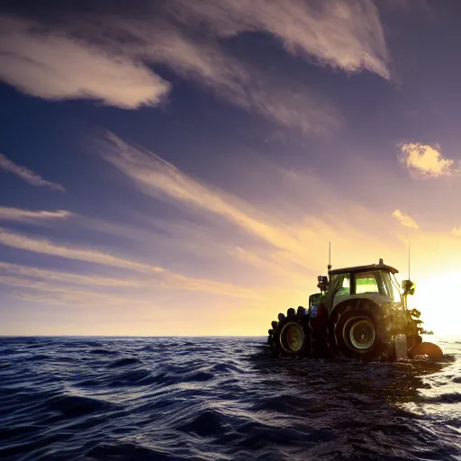 Image similar to ultrawide shot backlit ploughing the seabed underwater