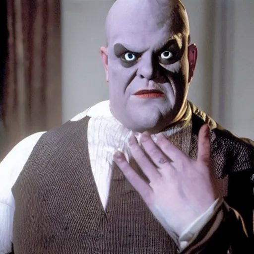 Image similar to matt damon as fester addams family movie, movie still