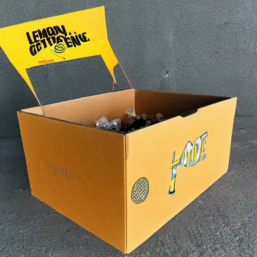 Prompt: a lemon emerging from a loot crate