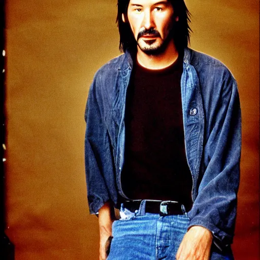 Prompt: Keanu reeves Portrait from the 90s old vintage