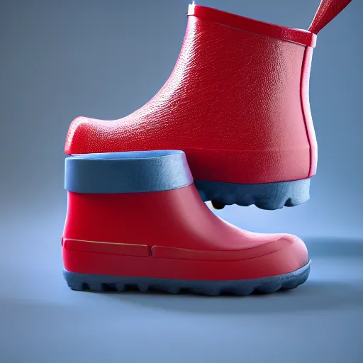 Prompt: digital art of a baby pig wearing red rainboots, 8 k render, octane render, saturated