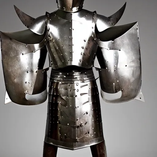 Prompt: Image of a historic set of German Gothic Armor