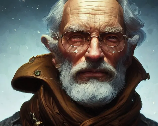 Image similar to highly detailed old man unlocking his mutant gene, deep focus, d & d, fantasy, intricate, elegant, highly detailed, digital painting, artstation, concept art, matte, sharp focus, illustration, hearthstone, art by artgerm and greg rutkowski and alphonse mucha