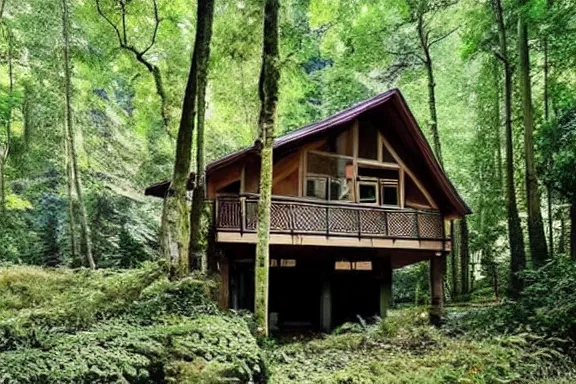 Prompt: an entire house in the forest