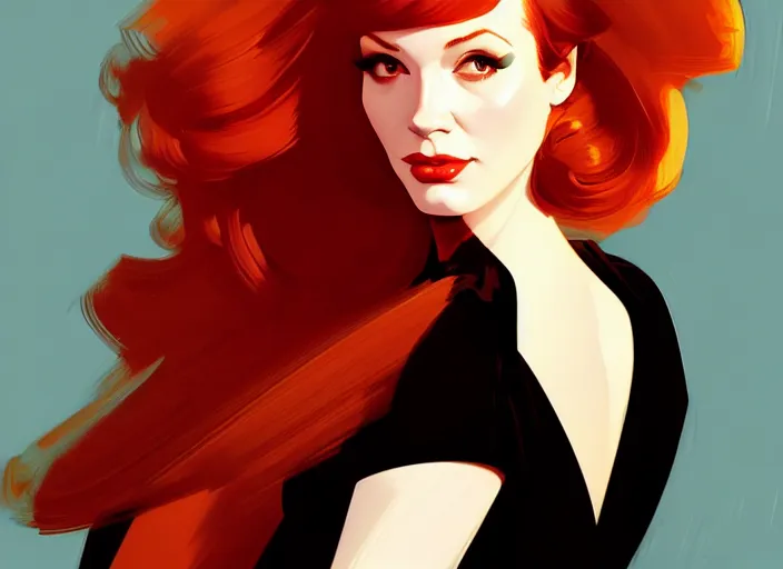 Image similar to portrait shot of christina hendricks by syd mead. intricate, elegant, highly detailed, centered, digital painting, artstation, concept art, smooth, sharp focus, illustration, artgerm, syd mead