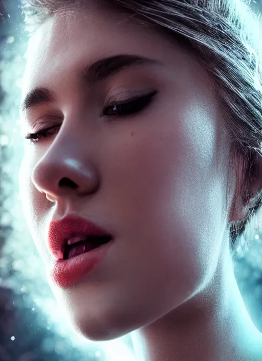 Image similar to cinematic shot epic portraits, hyper realistic, mood lighting, fantasy, detailed lips, highly detailed, super realistic, perfect lighting pixel sorting, style sheet