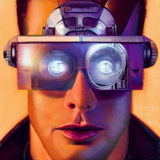 Prompt: detailed face of a michael mcinytre as a cyborg staring into space, utopian, tech noir, wet reflections, prism, atmospheric, ambient, pj crook, syd mead, livia prima, artgerm, greg rutkowski, nick alm, casey baugh