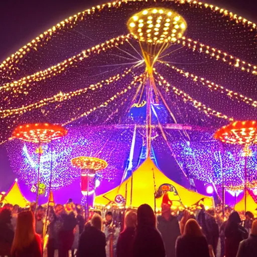 Prompt: a night circus shining with thousands of lights