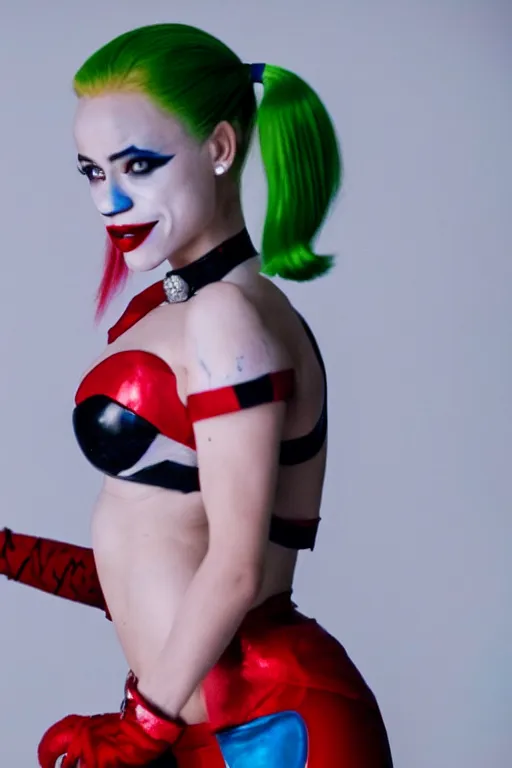 Prompt: film still of iggy azaela as Harley Quinn in Joker 2, full-shot, 4k