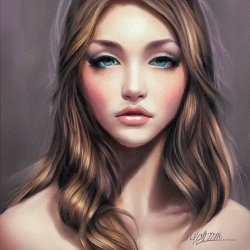 Image similar to tattoo design, beautiful portrait of a girl looking up and to the right by artgerm, artgerm