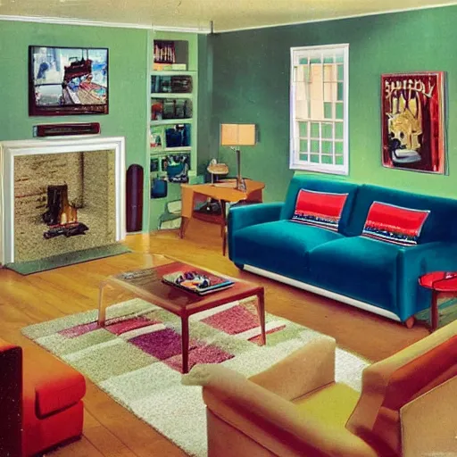 Image similar to the typical american living room from 1 9 8 5