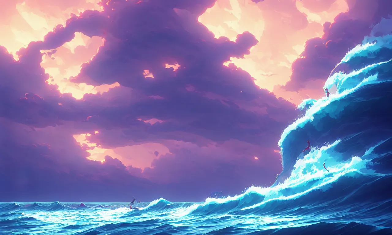 Image similar to stormy ocean, behance hd by Jesper Ejsing, by RHADS, Makoto Shinkai and Lois van baarle, ilya kuvshinov, rossdraws global illumination