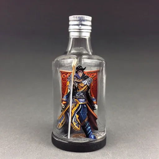 Prompt: anduin wrynn in a bottle