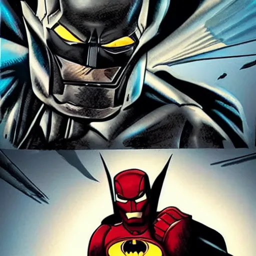 Image similar to batman in iron man armor
