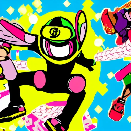 Prompt: Jet Set Radio featuring Kirby, 8K HD, sharp