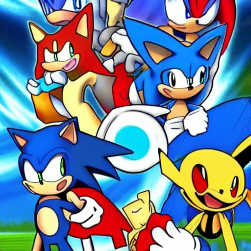 Image similar to sonic as a pokemon master