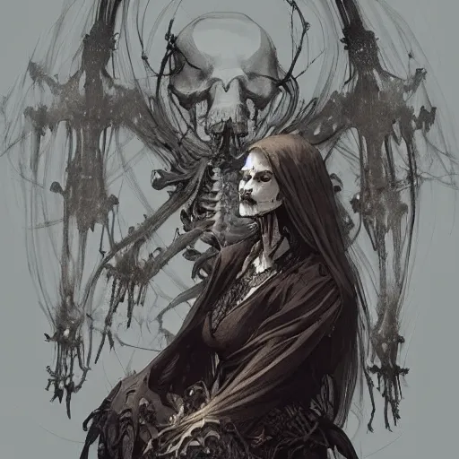 Prompt: “a skeleton in ragged clothes, creepy smile, D&D, fantasy, intricate, cinematic lighting, highly detailed, digital painting, artstation, concept art, smooth, sharp focus, illustration, art by Artgerm and Greg Rutkowski and Alphonse Mucha”