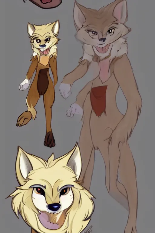 Image similar to an anthropomorphic wolf, fursona!!! by don bluth, by kawacy, trending on artstation, full body