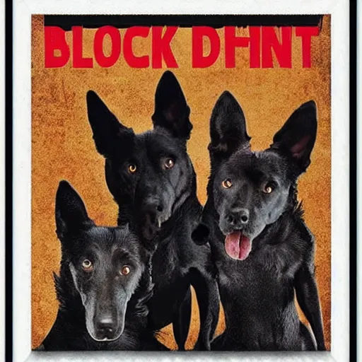 Prompt: black dog with three heads looking through tv screen, horror movie poster