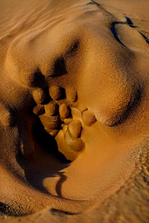 Image similar to hyperrealistic close - up sand worm monster! in dunes highly detailed concept art eric zener elson peter cinematic hard yellow lighting high angle hd 8 k sharp shallow depth of field, inspired by david paul cronenberg and zdzisław beksinski