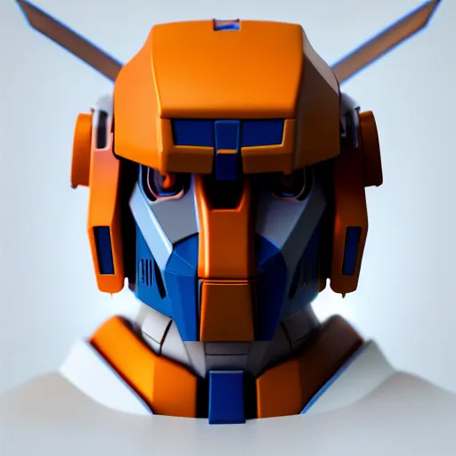 Image similar to gundam head, v - fin, octane render, soft light, mekka, behance, vector, highly detailed illustration, realistic, custom design, dribbble. com, by secondsyndicate studio,