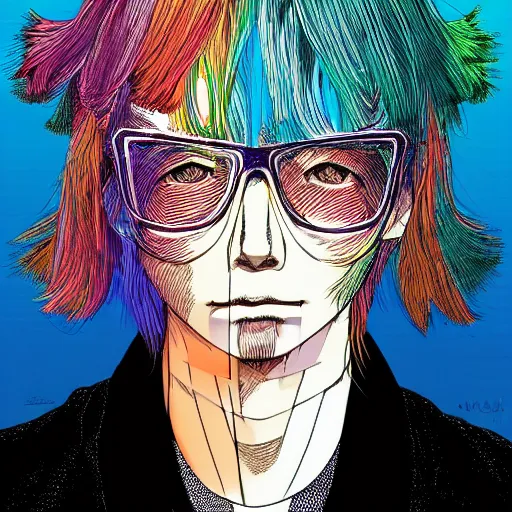 Image similar to a portrait of blonde male by inio asano, beeple and james jean, hiroyuki takahashi color scheme, digital art