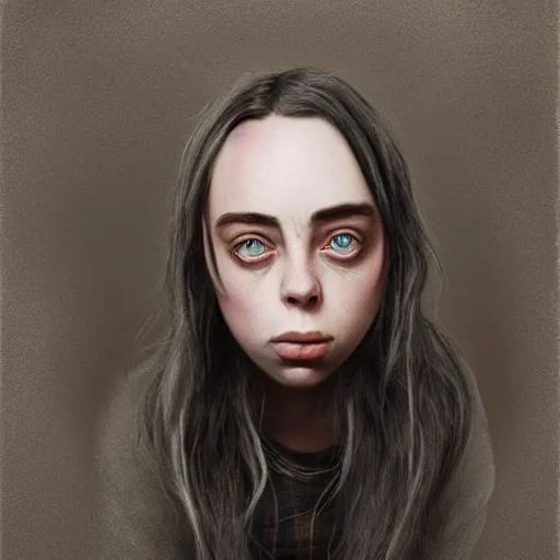 Prompt: cartoon painting of billie eilish by michal karcz