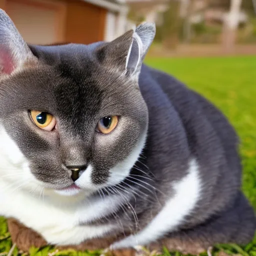 Prompt: British Shorthair cat hybridized with Welsh Corgi