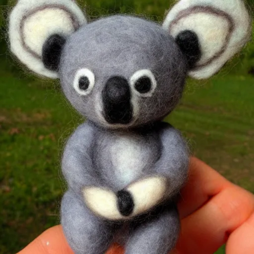 Image similar to a needle felted koala, needle felting art.