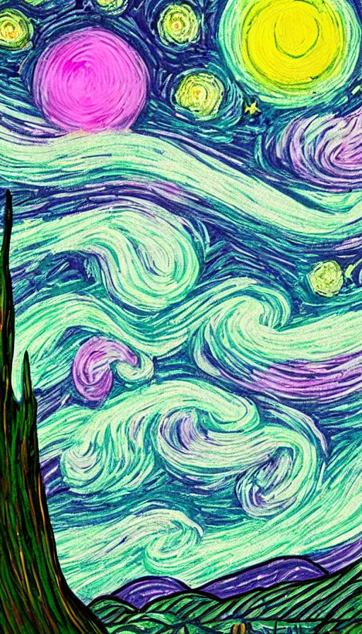 Prompt: pink hulk flying in the starry night sky, green forest, trending on artstation, vivid, 4 k