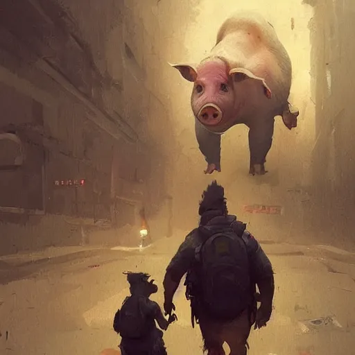 Image similar to 🐷🍺,digital Art, Greg rutkowski, Trending artstation,cinematic