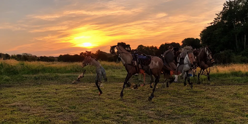 Image similar to midjourney, dalle 2 and stablediffusion running in the sunset