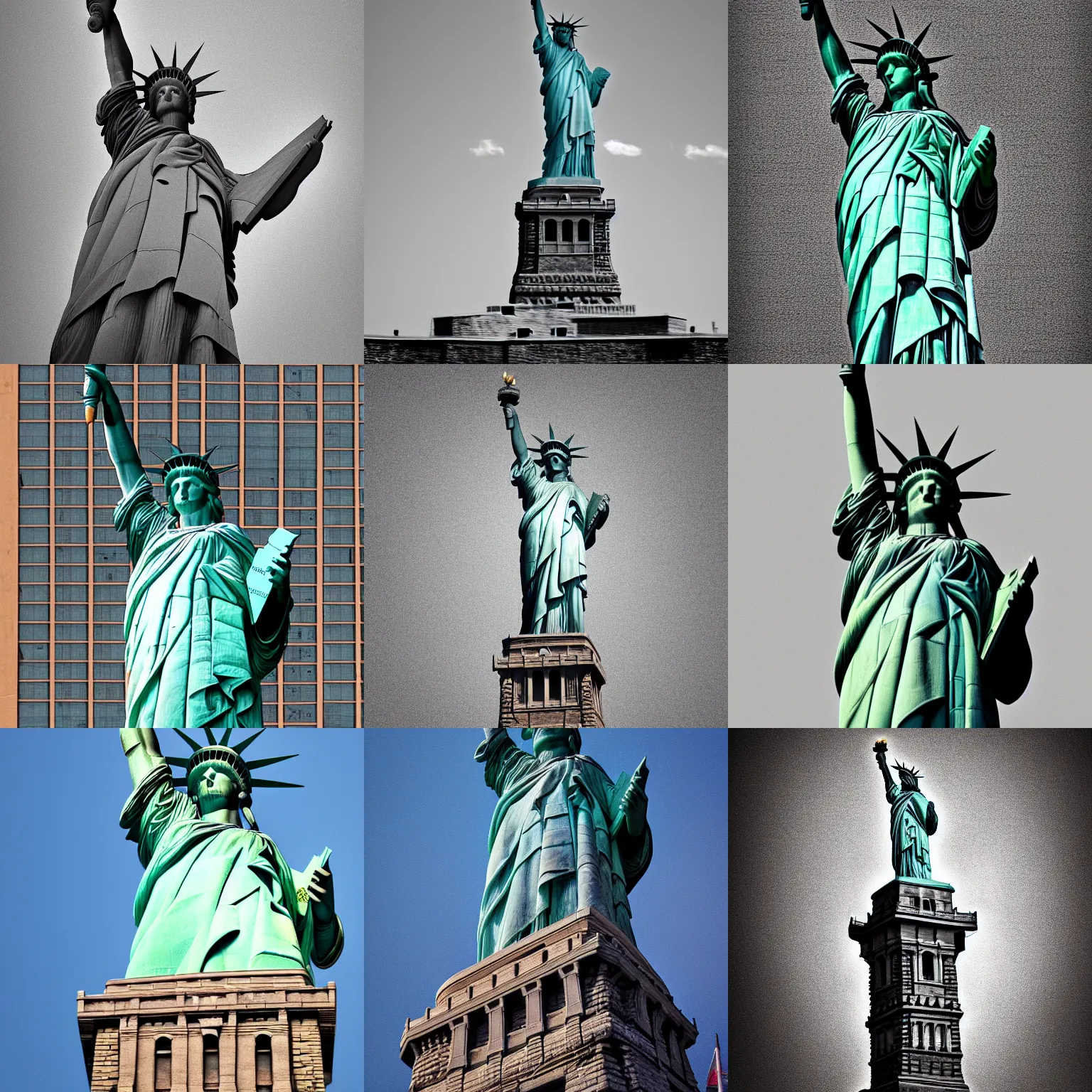 Prompt: statue of liberty in the style of brutalist architecture, high quality photo