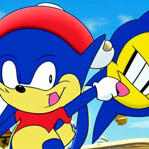 Prompt: Sonichu in the movie Sonic, movie still