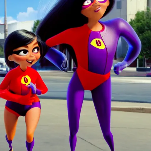 Prompt: violet parr goes to mcdonald in her world in incredibles 2