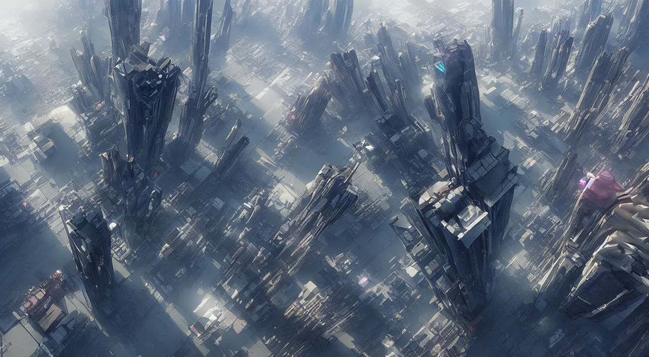 Image similar to a beautiful matte painting of high - tech floating city earthquake, weightlessness, reverse, 4 k, unreal engine, vray render, artstation