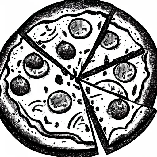 Image similar to cartoony drawing of a slice of pizza with cheese dripping off of it