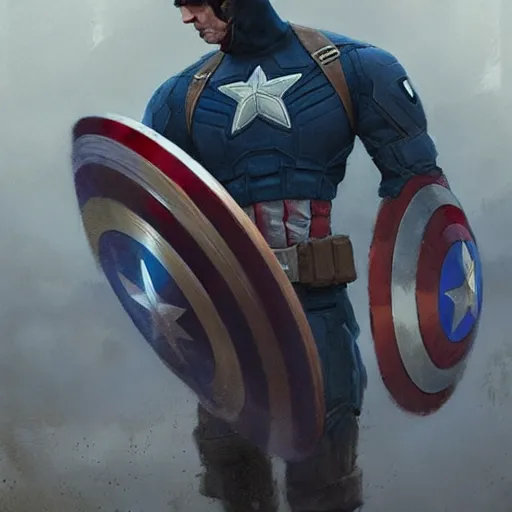 Image similar to captain america mourning for the fallen people art, by greg rutkowski