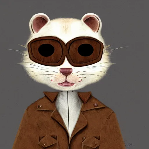 Image similar to ferret furry guy, digital art high quality, jacket