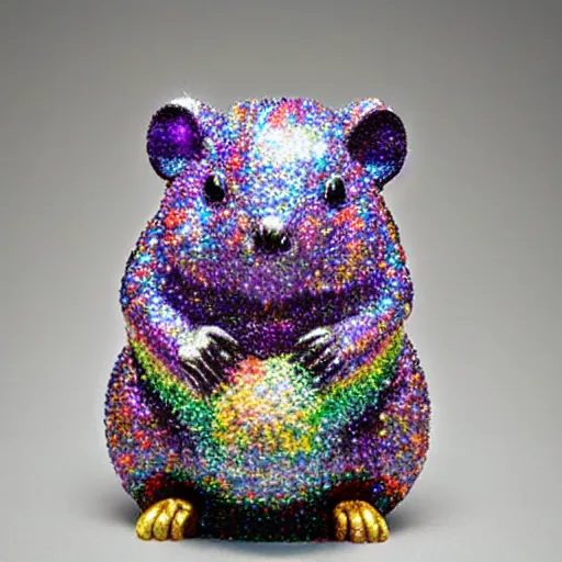 Image similar to rainbow hamster made out of large gems and crystals, sculpture, 8 k hd