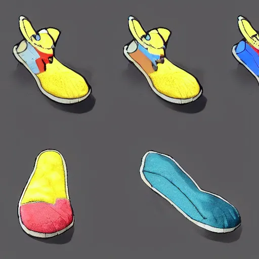 Prompt: concept art of a pokemon slipper, 4 k, highly detailed, hd