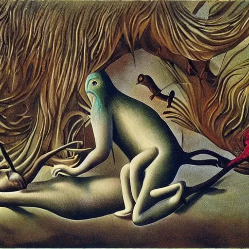 Image similar to a weird surreal and whimsical creature, fantasy concept art by max ernst and dorothea tanning