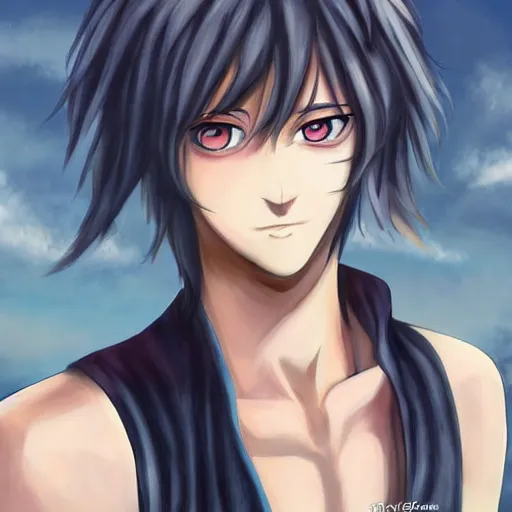 Prompt: anime male character called dynty 2 painted in anime style, detailed