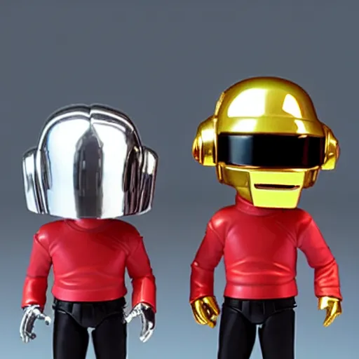 Image similar to daft punk as nendoroids, photorealistic