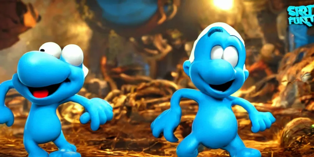 Prompt: still frame from the video game smurf spaghetti, award - winning, stunningly realistic, volumetric lighting, coherent, no artifacts, cinematic, atmospheric, studio quality