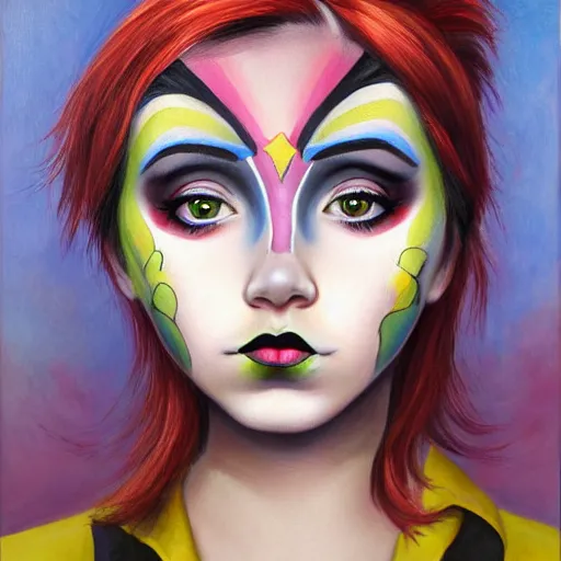 Image similar to a girl with elaborate face paint by aaron jasinski
